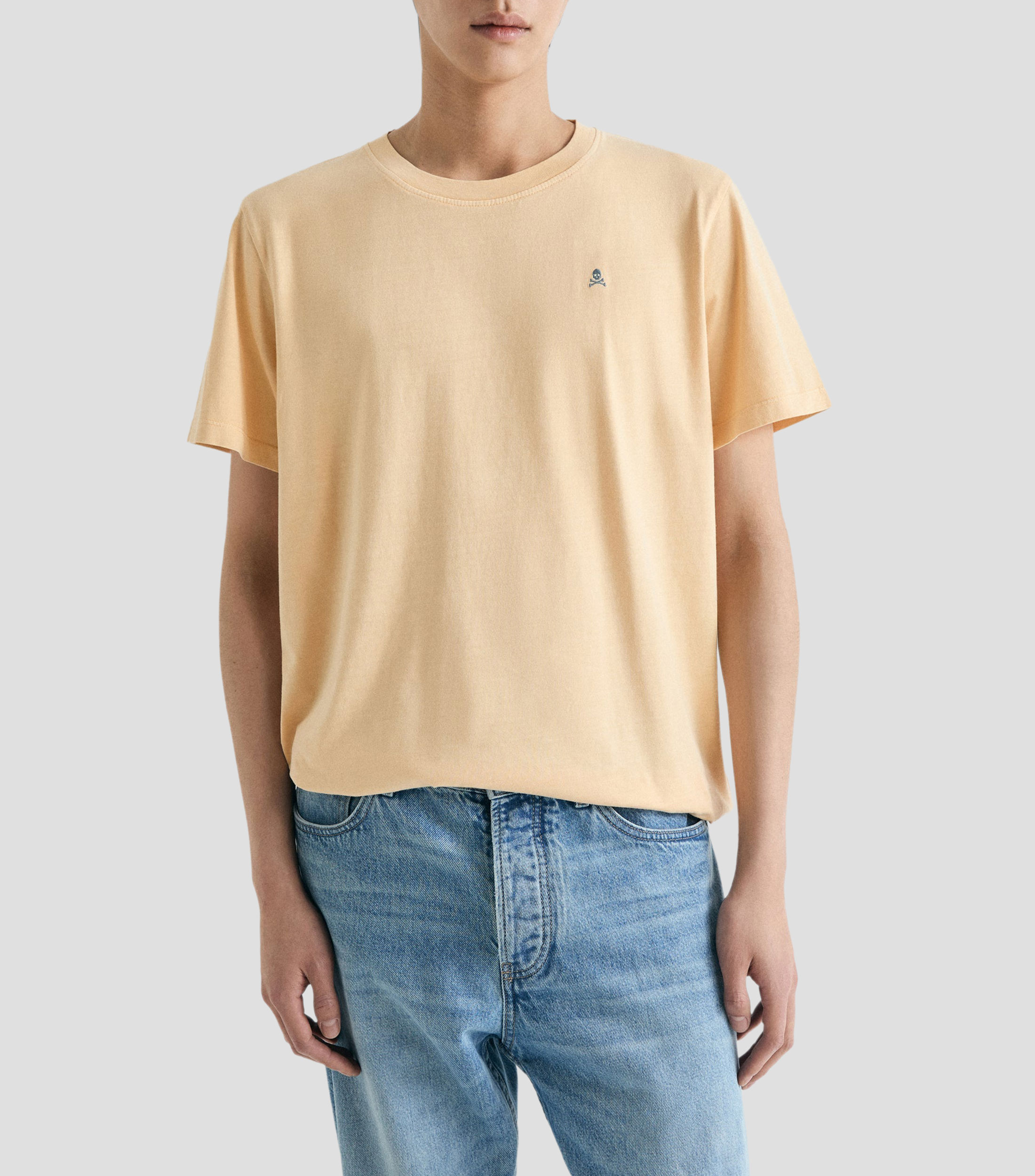 Playera de cuello redondo con manga corta lisa Hombre